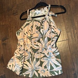 Gilli Olive and Beige Floral Blouse